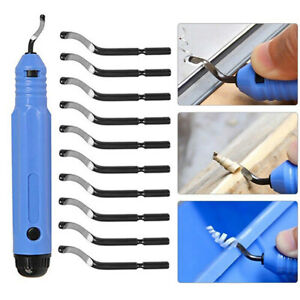 Manual Deburring Tool Kit with 10X Blades High-Speed Steel Rotary Removal Burr