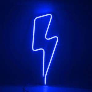 LED Blue Lightning Neon Light Sign Game Room Wall Hanging Handcraft Nightlight - Picture 1 of 6