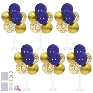 Set supporto palloncini con palloncini blu e oro 6 pezzi - decorazioni centrotavola - Foto 1 di 9