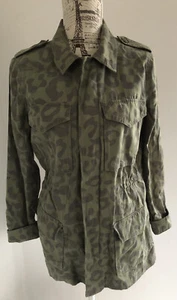 Miss Shop Khaki Leopard Printed Mid Length Jacket with Full Zip - Size 8 *EUC* - Picture 1 of 10