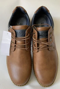 NWT IZOD “Cal” Memory Foam Lace-up Mens Size 10M Brown Career Vegan Leather - Picture 1 of 5