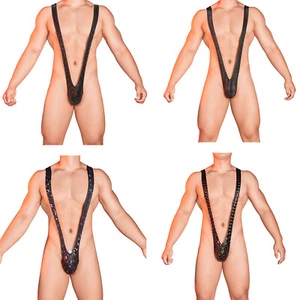 Hombres Ropa Interior Mankini Lencería Body Leotardo Calzoncillos Bulto Serpiente Estampado de Animales - Imagen 1 de 47