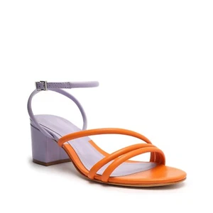 NEW Schutz Aiyra Mid Block Wrap Ankle Sandal Block Heel Purple/Orange Size 10 M - Picture 1 of 5