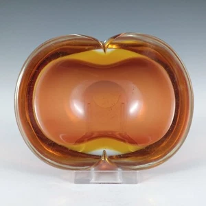 Murano Brown & Amber Sommerso Glass Mid Century Geode Bowl - Picture 1 of 10