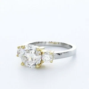 3.7 CT AGI LAB-CREATED DIAMOND E/VVS1 ROUND CUT PLATINUM CLASSIC ENGAGEMENT RING - Picture 1 of 4