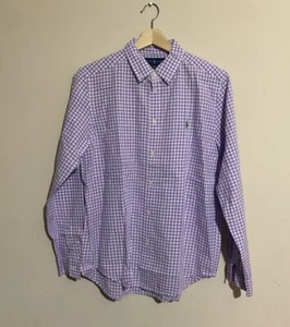 Ralph Lauren  Boys X-Large Purple Button Up Check Gingham Poplin Dress Shirt - Picture 1 of 7