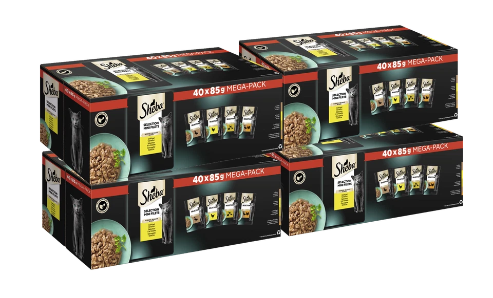 160x85g Sheba Katzenfutter Nassfutter Selection in Sauce Geflügel Variation