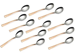 Steel Copper Tea Spoon, Flatware, Tableware Home Hotel Restaurant Set of 12 - Picture 1 of 3