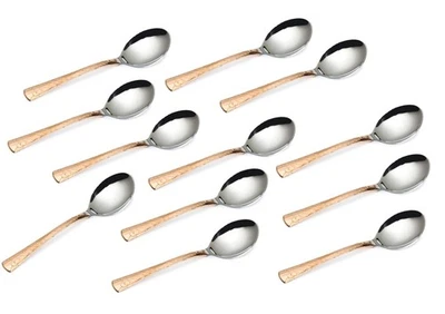 Steel Copper Tea Spoon, Flatware, Tableware Home Hotel Restaurant Set of 12 - Image 1 of 3