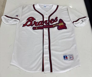 Maglia vintage USA anni 90 Atlanta Braves Russell Athletic autentica cucita taglia L - Foto 1 di 9