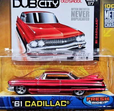 Coche coleccionable Jada 61 1961 Cadillac Dub City Old Skool Rick Dore con RR Met Red Foto 1 de 2