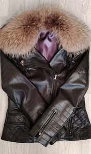 SCHYIA Luxuriöse Damen Lederjacke mit Echtpelz Kragen Gr. 38 Schwarz NP 379€ - Bild 1 von 20