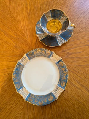 Sammelgedeck Porzellan von Alka Bavaria Blau Weiß Gold - Bild 1 von 4