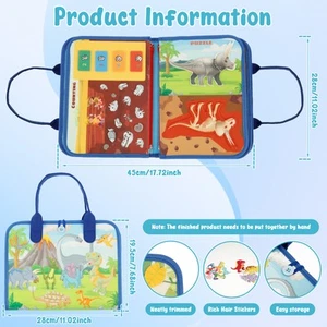 Dinosaur Busy Board Educational Toddler Felt Activity Book Interactive qinkK - Picture 1 of 11