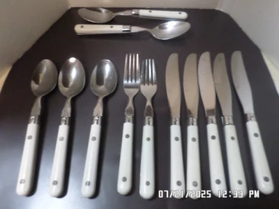 Vintage Mardi Gras Cream Colored Stainless Flatware Korea/Thailand 12PCS - Image 1 of 4