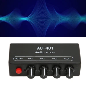 Stereo Mixer 4 In 1 Out Independent Volume Control 3.5mm Mini Sound Mixer Fo NEW - Afbeelding 1 van 12