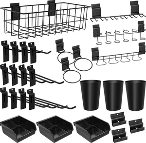 28 Stück Slatwall Zubehör Organizer Set mit Slatwall Haken, Slatwall Bi... - Bild 1 von 2