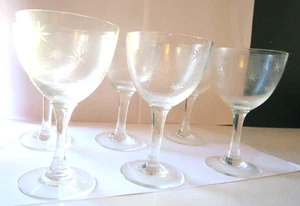 Vintage Atomic Starburst Cordial Cocktail Glasses MCM Set of 6 - Picture 1 of 15