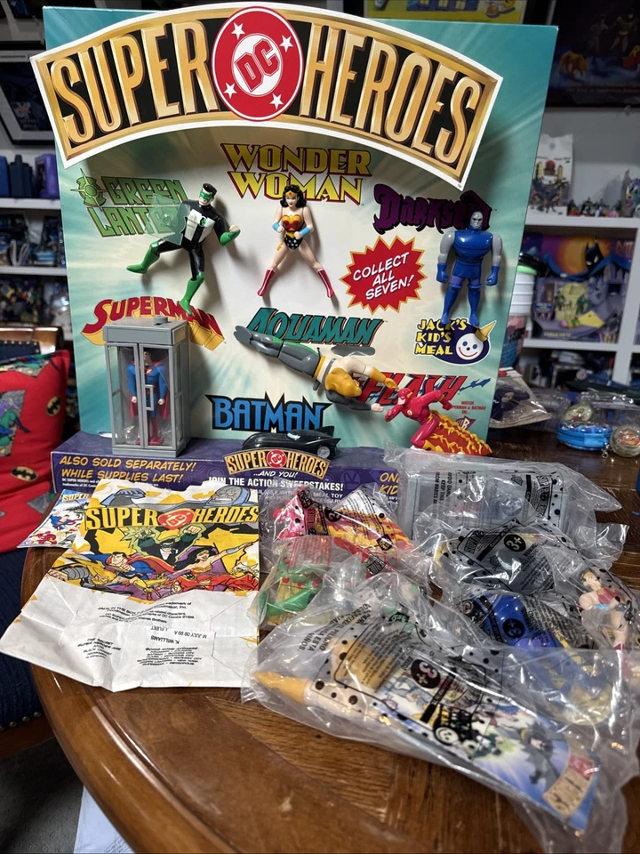 Rare Super Heroes Jack In The Box Display +All Seven Still In The Package & Bag - Image 1 of 4