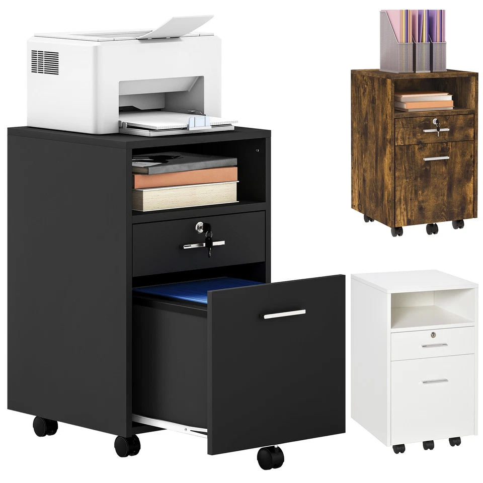 Vinsetto Cassettiera da Ufficio con 2 Cassetti e Ripiano Aperto - Image 1 of 1