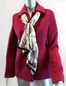 LAND'S END-Wool Pea Coat-Fuschia-Button Front-Classic Preppy Sz 6 - Picture 1 of 15