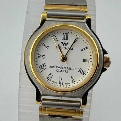 Reloj de Cuarzo Waltham Mujer Doble Tono Romano Japón Elastizado Analógico Batería Nueva De Colección Foto 1 de 4