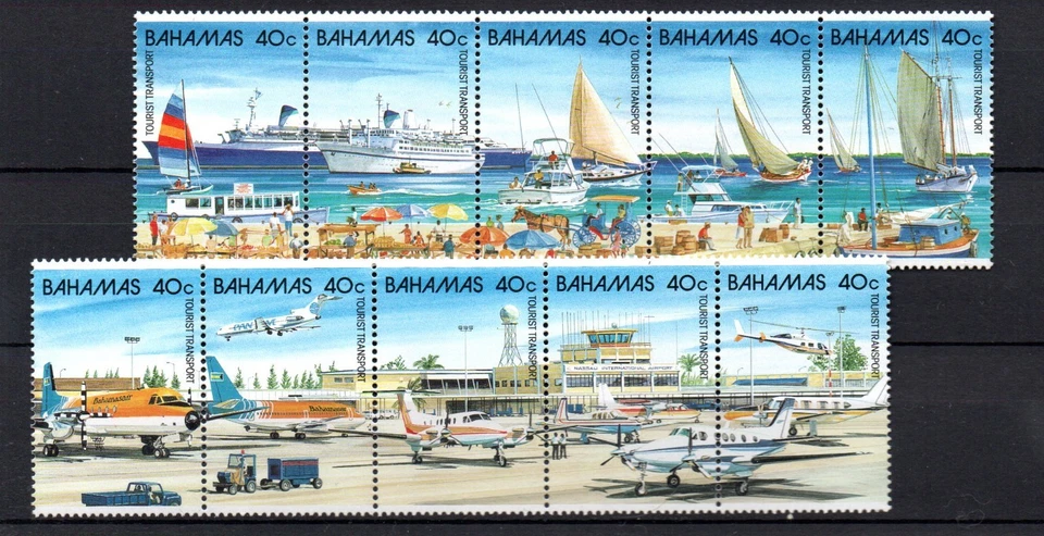 Bahamas 1987 set Aviation/Tourism/ships stamps (Michel 653/62) nice MNH - Image 1 of 1