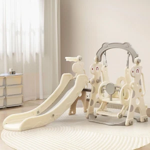 Bopeep 4 in 1 Kids Slide and Swing Set, with Climber Steps Basketball Hoop Indoo - Picture 1 of 12