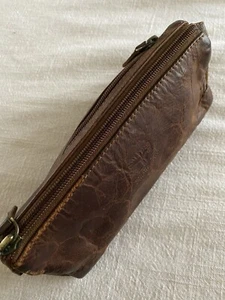 RUSTIC TOWN LEATHER ZIPPERED PENCIL / PEN PUCH  - Picture 1 of 11