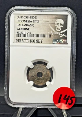 Dinero pirata - Indonesia Pitis (AH1658–1805) ☠️ Certificado NGC 🏴‍☠️ Foto 1 de 4