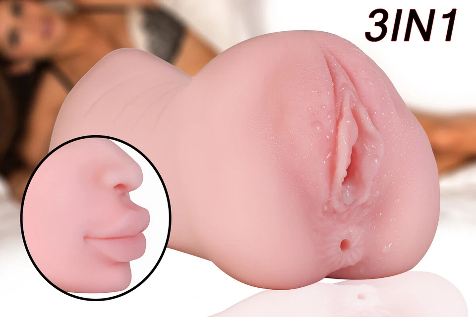 3 IN 1 Realistic Vagina Anal Pocket Pussy Sex Toys for Men Male Masturbaters - Image 1 of 4