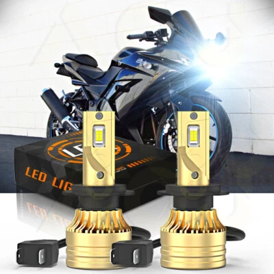 For Kawasaki Ninja 250r 2008-2012 Motorcycle LED Headlight H7 White Bulbs 6000K Foto 1 de 4