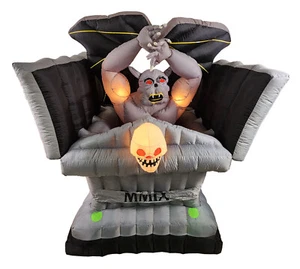 Gemmy Gonfiabile Gargoyle Animato Tombstone 2009 Halloween Prop Decorazione RARO 6 piedi - Foto 1 di 20