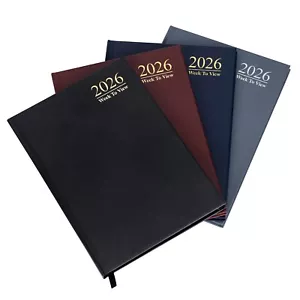 2026 A5 Week To View Diary Full Year Planner Organiser Hardback Cover - Picture 1 of 10