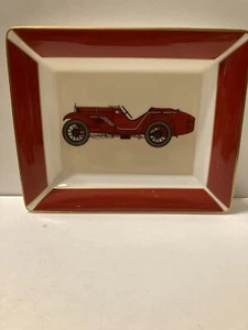 Daniel Hechter Gold Rimmed Roadster Bone China Tray Ashtray 7.75" x 6.5" Japan - Picture 1 of 5