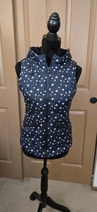 Route 66 Navy Vest with Hearts Faux Lined Hood Size S - Picture 1 of 7