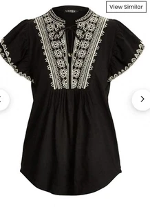 Lauren Ralph Lauren black Label Womens Flutter Sleeve Black XXS - Picture 1 of 10