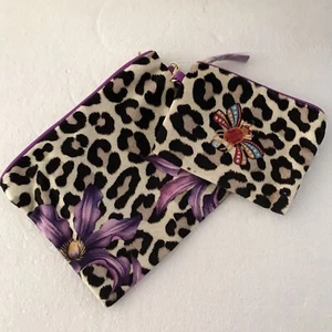 2er Set Estee Lauder Leopard Blumen Schmetterling Make-up Kosmetiktaschen zwei Größen - Bild 1 von 8