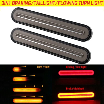 2Pcs Halo Neon LED Truck Tail Trailer Lights Flowing Turn Signal Rear Brake Stop - image 1 of 4