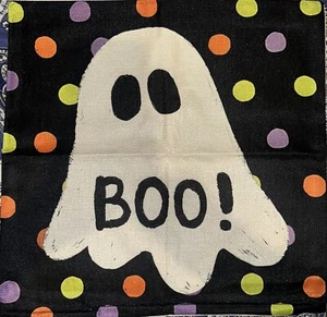 Throw Pillow Cover 18x18” Ghost Boo Fall Decor Polka Dots Multicolor - Picture 1 of 3