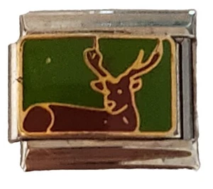 Deer Buck Hunting Enamel Italian Charm Bracelet Link 9mm - Picture 1 of 1