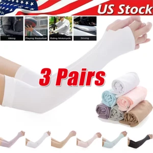 3 Pairs Cooling Arm Sleeves Cover UV Sun Protection Sports Outdoor For Men Women - Picture 1 of 16