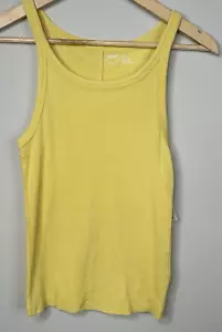 AERIE Ribbed Tank Top Women's Size M Basic Stretchy Round Scoop Neck Yellow - Picture 1 of 9