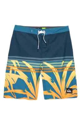 Bermuda de praia Quiksilver Big Boys 27 Everyday Tropics azul laranja amarela  - Imagem 1 de 2
