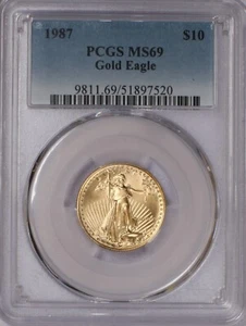 1987 Gold Eagle 1/4 oz. $10 PCGS MS69 - Picture 1 of 2