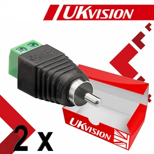 2 x Male RCA Phono Plug to Terminal Screw Block Connectors for Microphone CCTV - Picture 1 of 6