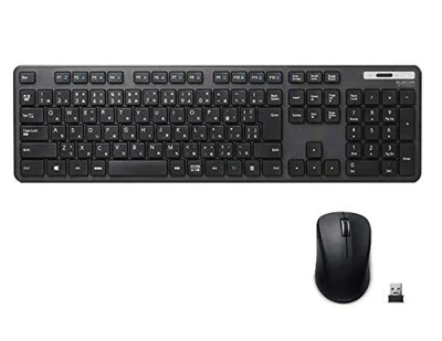 ELECOM Wireless Keyboard Mouse Set Membrane Thin Full Keyboard Black TK-FDM110MB - Image 1 of 4