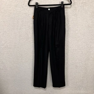 VTG NWT Liz Claiborne Pants Women Petite 4 Black Silk High Rise Pleated Tapered - Picture 1 of 11