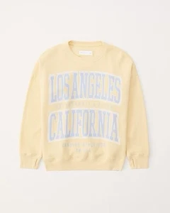 Abercrombie Kids Sweatshirt 13/14 Yellow Oversized Boxy Spell-Out Crewneck Retro - Picture 1 of 10