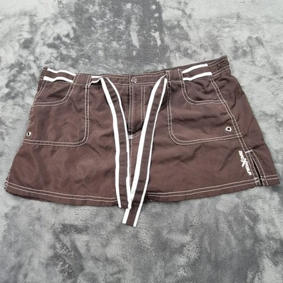 ZeroXposur Swim Skirt Womens 10 Brown Coco Built-In Brief Pockets Drawstring - Image 1 of 4